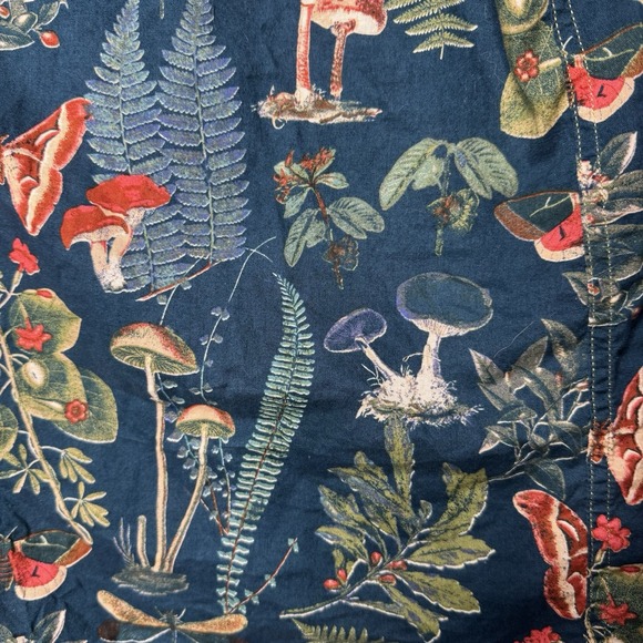 Eddie Bauer Shirt Mens Large Green Mushroom Nature Classic Fit Cotton Hawaiian - Picture 4 of 8